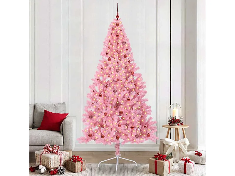 Sapin de Noël artificiel pré-éclairé Rose 240 cm PVC