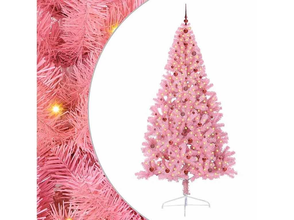 Sapin de Noël artificiel pré-éclairé Rose 240 cm PVC