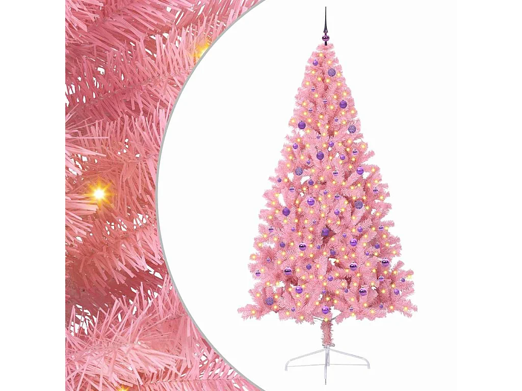 Sapin de Noël artificiel pré-éclairé Rose 240 cm PVC