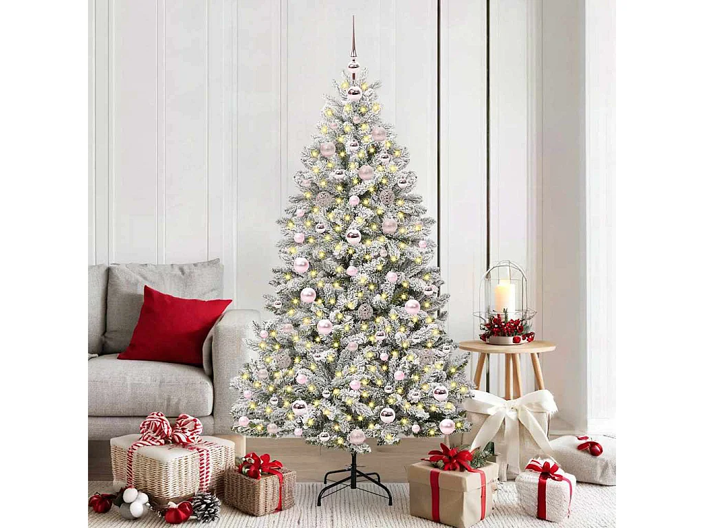 Albero di Natale artificiale Verde e bianco 180 cm PVC e metallo