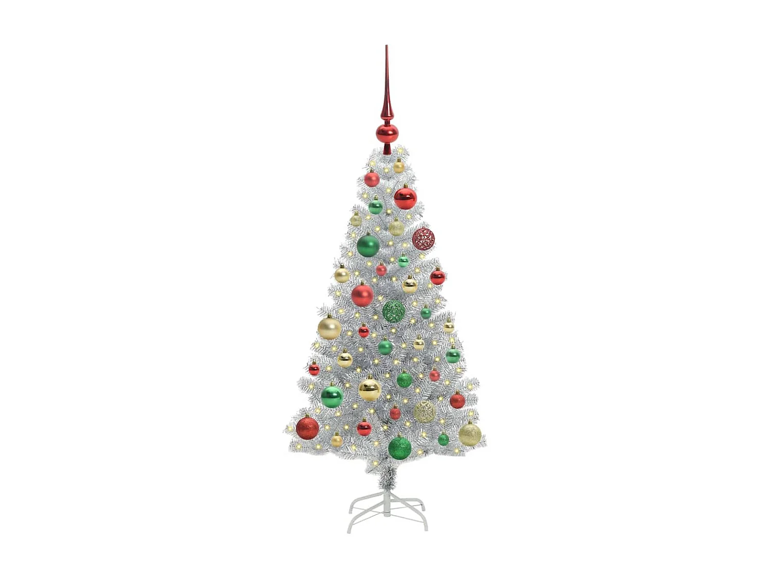 Sapin de Noël avec 150 LED avec support Argent 120 cm PET
