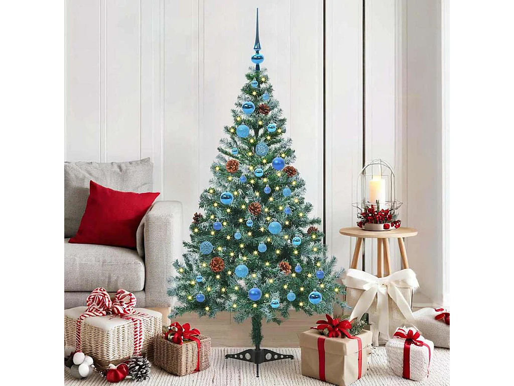Albero di Natale artificiale con 150 LED Verde 150 cm PVC e Acciaio