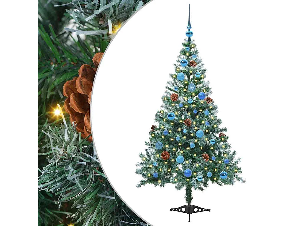 Albero di Natale artificiale con 150 LED Verde 150 cm PVC e Acciaio