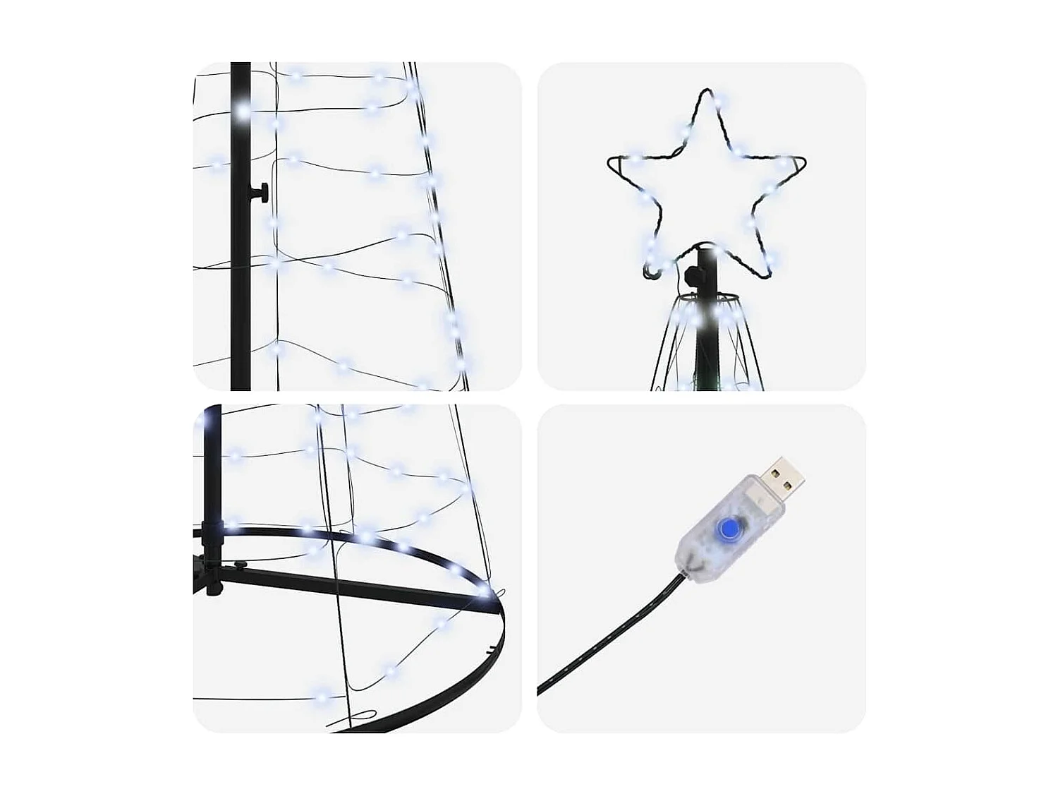 Arbre de Noël LED avec 390 LED Blanc froid 250 cm Fer