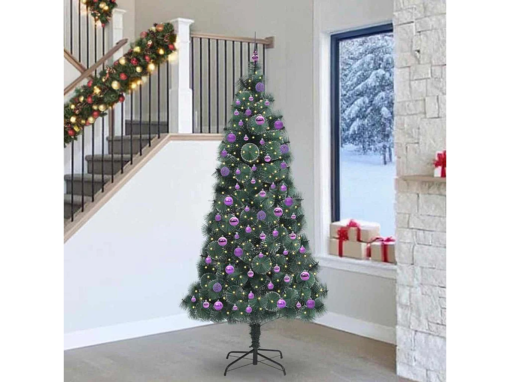 Arbre de Noël artificiel pré-éclairé avec ensemble de boules