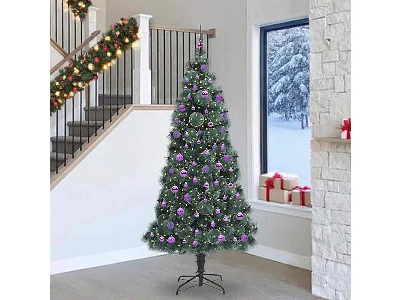 Arbre de Noël artificiel pré-éclairé avec ensemble de boules