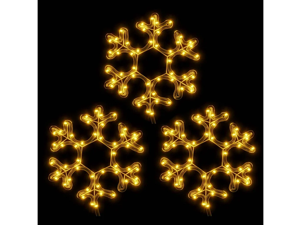 Flocons de neige de Noël avec LED 3 pcs Blanc chaud 27x27 cm