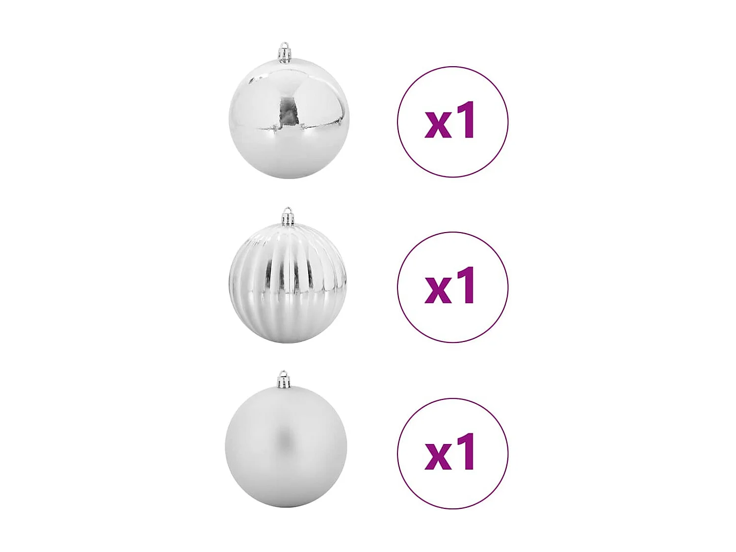 Kerstballenset Overig 3 stuks Zilver Ø 25 cm