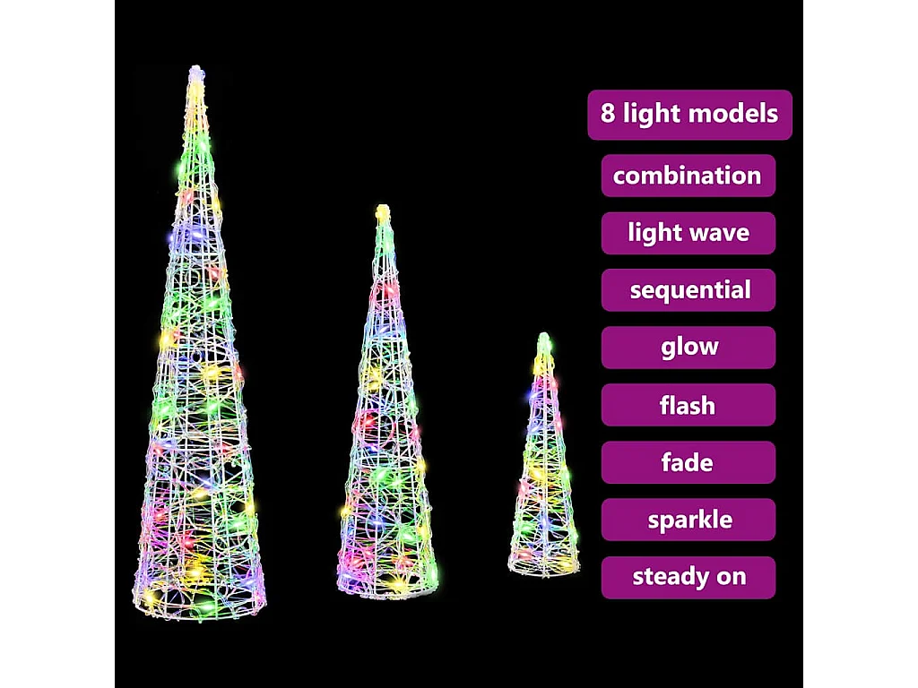 Sapin de Noël 3 pcs Multicolore 20 x 20 x 80 cm Acrylique