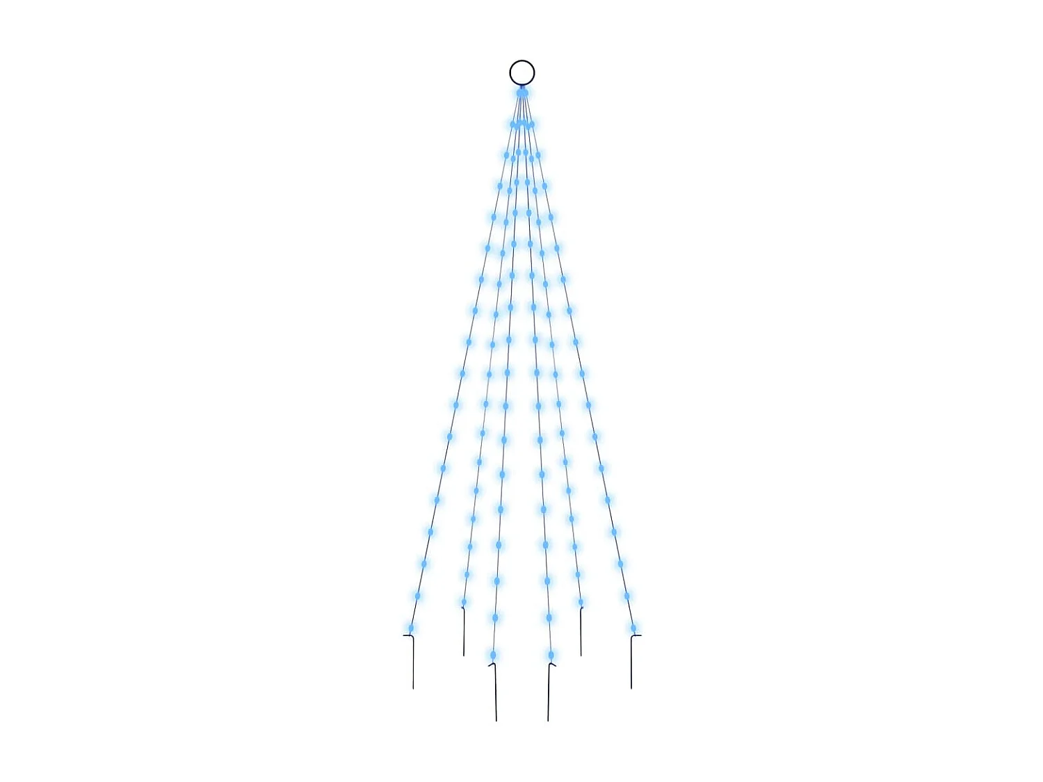Albero di Natale su asta portabandiera 108 LED blu 180 cm