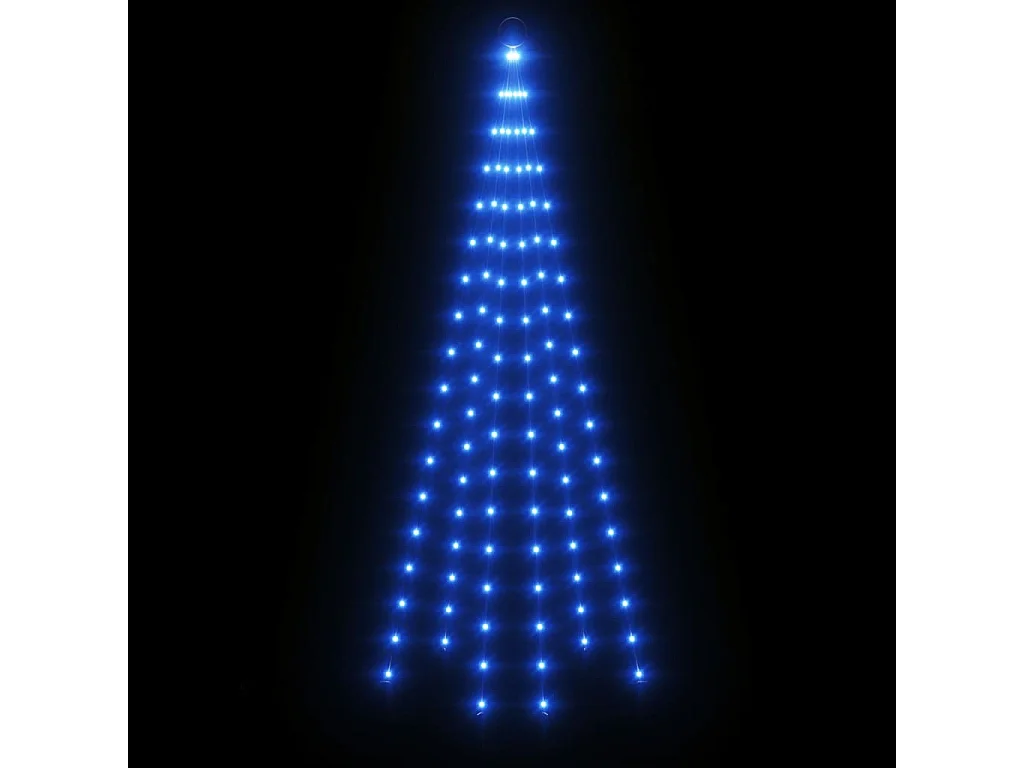 Albero di Natale su asta portabandiera 108 LED blu 180 cm