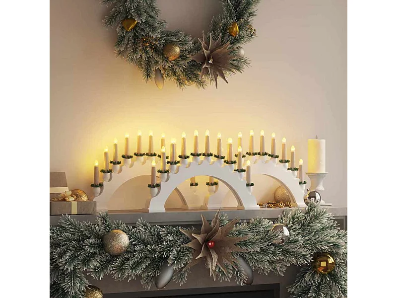 Arche de Bougies de Noël avec 10 Bougies LED 3 pcs Blanc