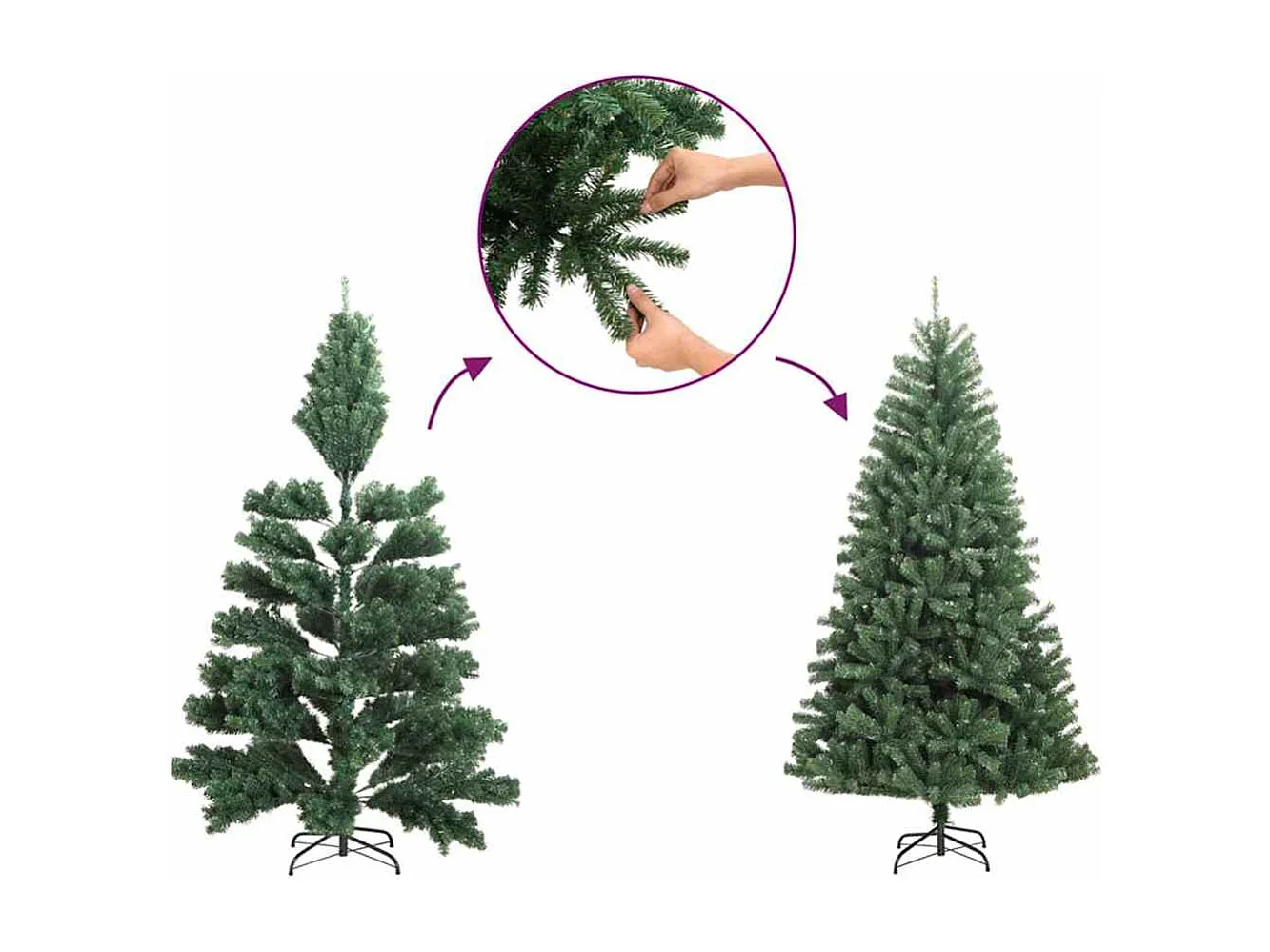 Albero di Natale sottile con 300 LED verde e bianco 180 cm