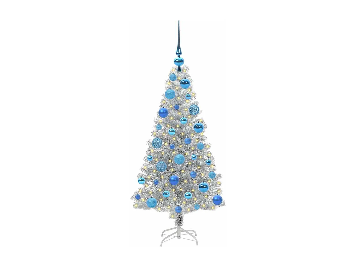 Sapin de Noël avec 150 LED avec support Argent 120 cm PET