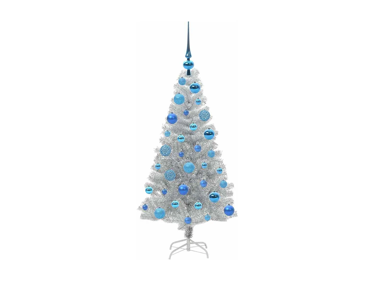 Sapin de Noël avec 150 LED avec support Argent 120 cm PET