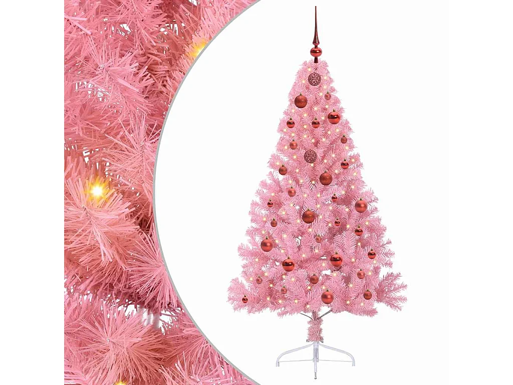 Sapin de Noël artificiel pré-éclairé Rose 150 cm PVC