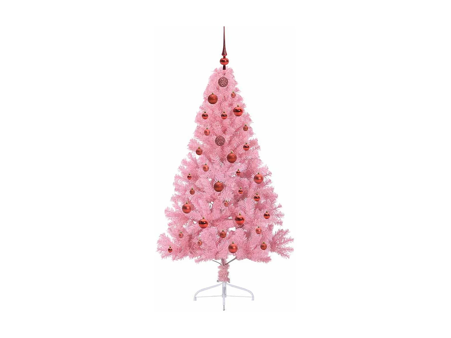 Voorverlichte kunstkerstboom roze 150cm PVC