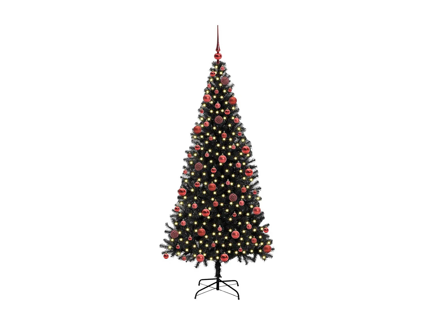 Sapin de Noël avec 300 LED avec support Noir 180 cm PVC
