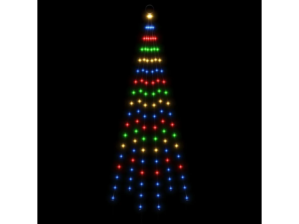 Kerstboom op vlaggenmast 108 gekleurde LED's 180 cm