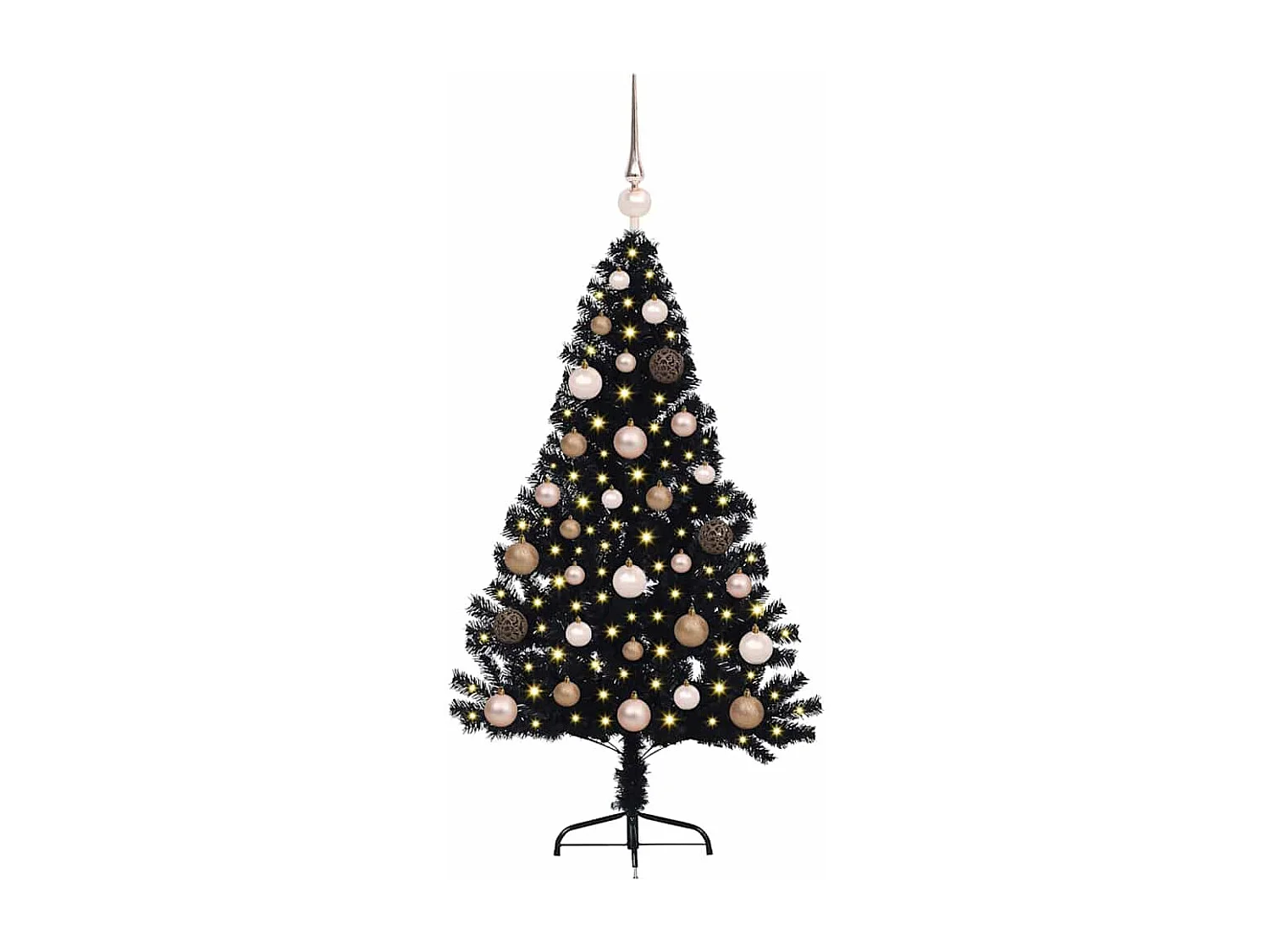 Sapin de Noël artificiel pré-éclairé Noir 120 cm PVC