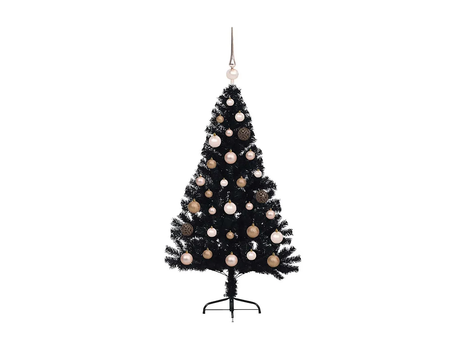 Sapin de Noël artificiel pré-éclairé Noir 120 cm PVC