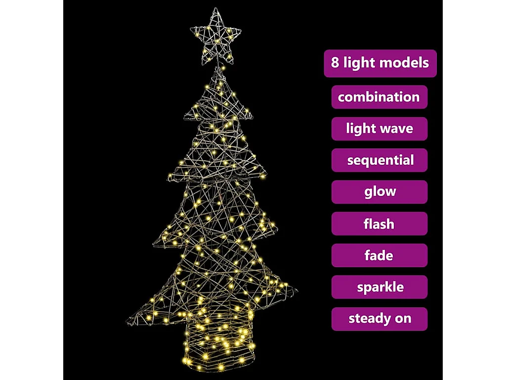 Sapin de Noël avec 160 LED Blanc chaud 150 cm Rotin