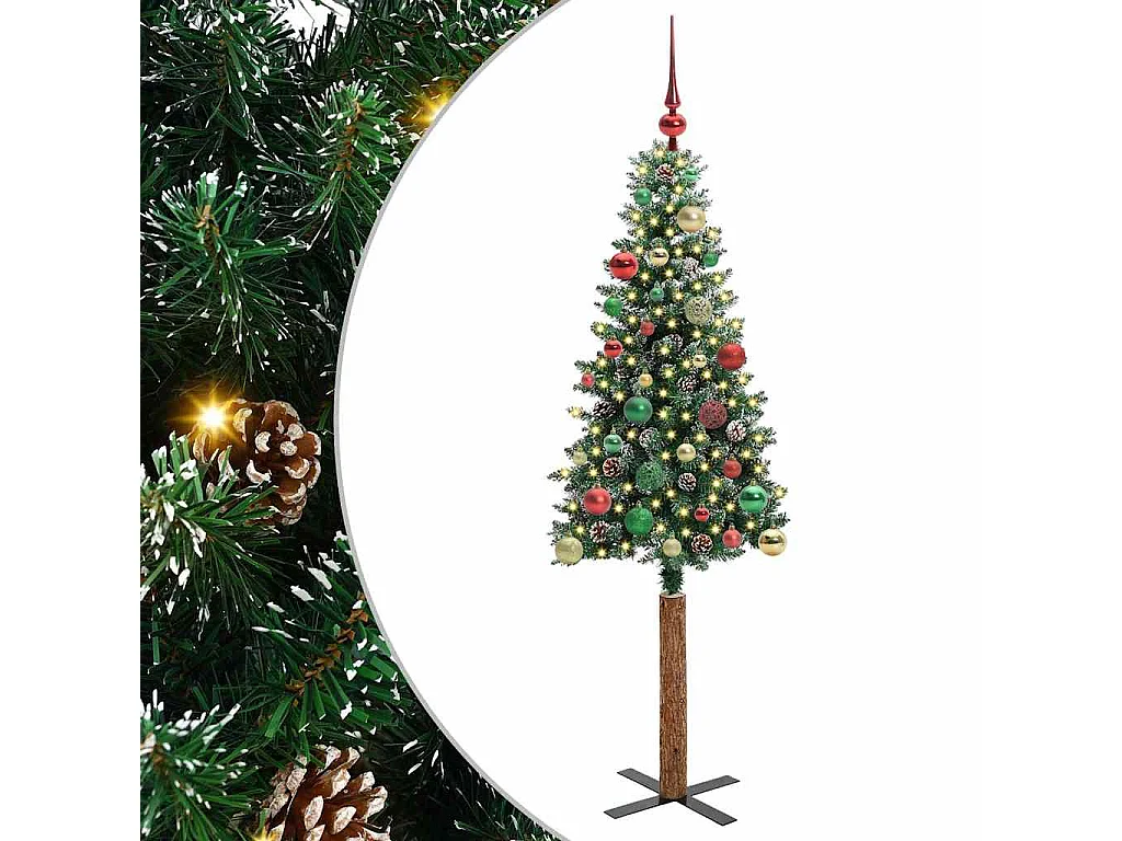 Schlanker Weihnachtsbaum mit 150 LEDs Grün und Weiß 150 cm