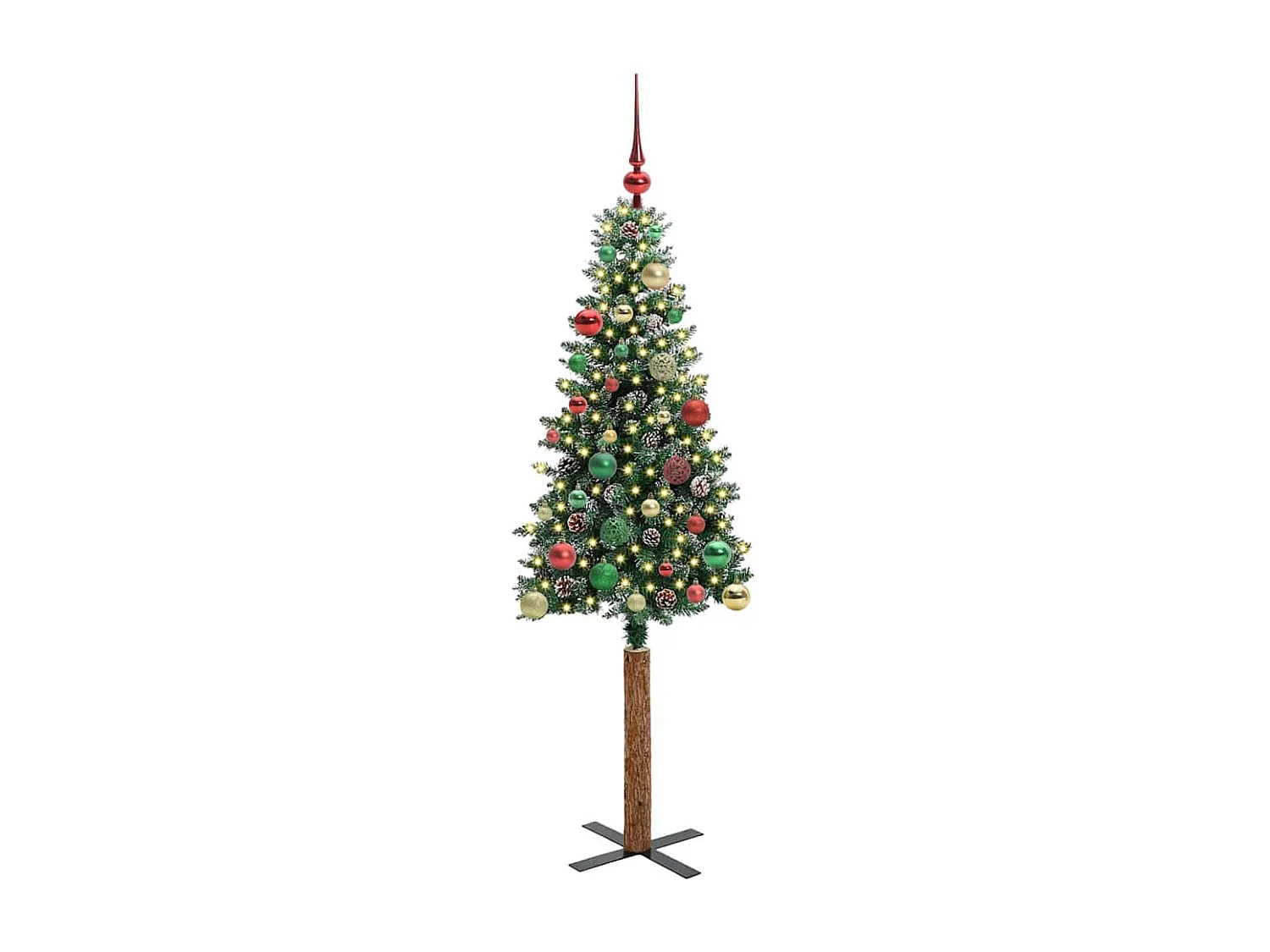 Albero di Natale sottile con 150 LED Verde e bianco 150 cm