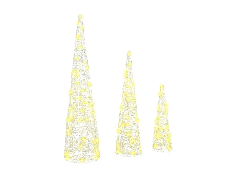 Sapin de Noël 3 pcs Blanc chaud 20 x 20 x 80 cm Acrylique