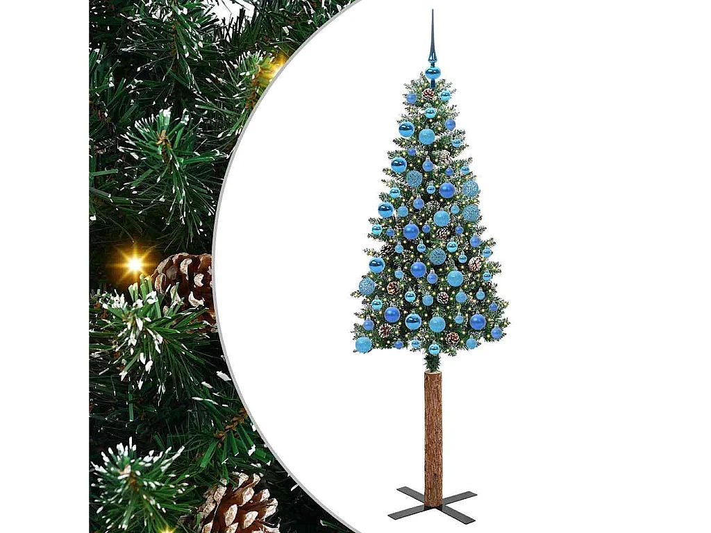 Schlanker Weihnachtsbaum mit 300 LEDs Grün und Weiß 180 cm