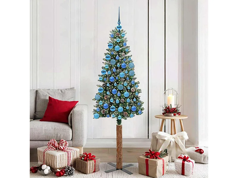 Sapin de Noël mince avec 300 LED Vert et blanc 180 cm