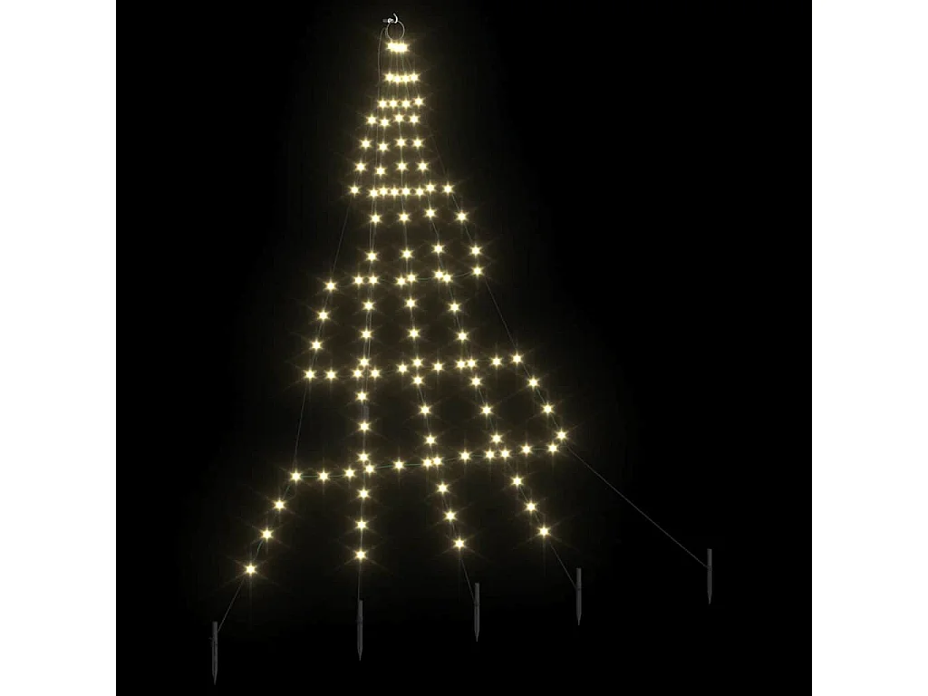 Albero di Natale a LED con picchetti da terra Bianco caldo 180 cm Metallo