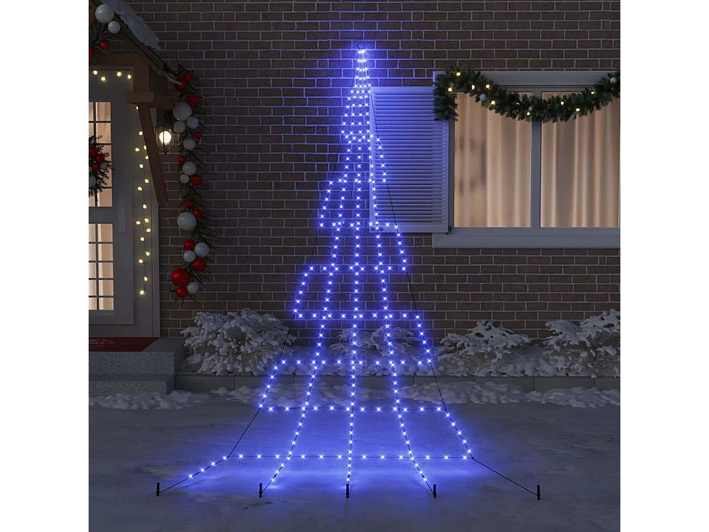 LED Weihnachtsbaum mit Erdspießen Blau 500 cm Metall
