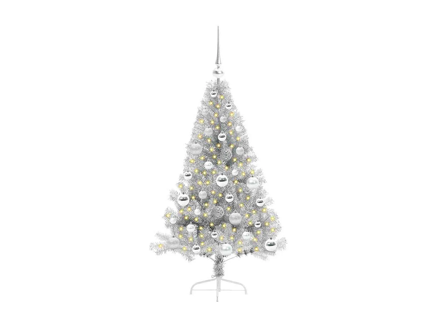 Voorverlichte kunstkerstboom zilver 120cm PET