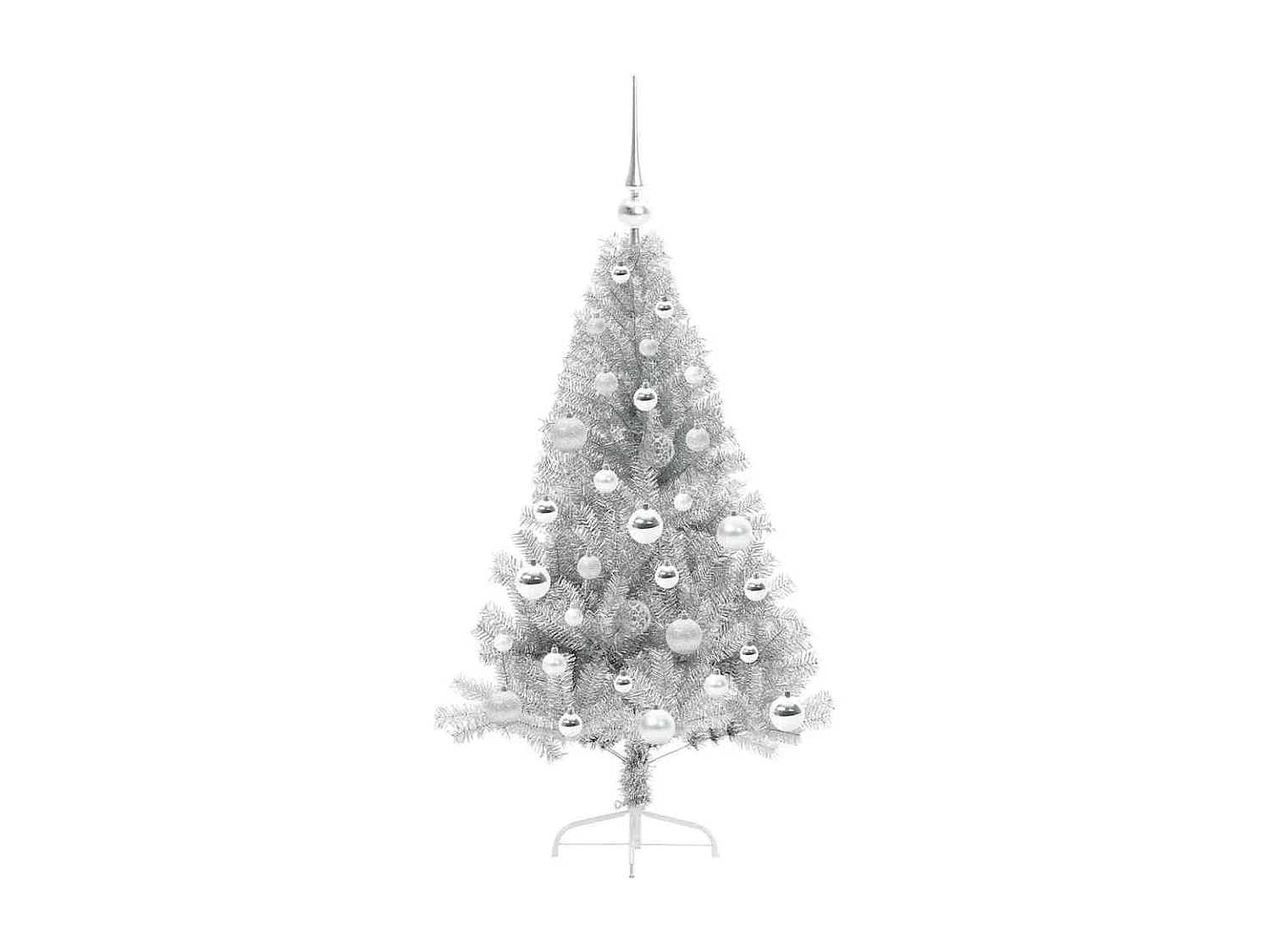 Voorverlichte kunstkerstboom zilver 120cm PET