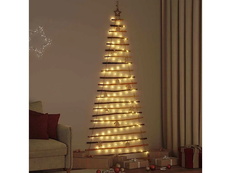 Weihnachtsbaum mit 130 LEDs Natur 210 cm Esche massiv