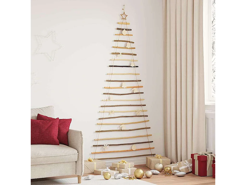 Weihnachtsbaum mit 130 LEDs Natur 210 cm Esche massiv