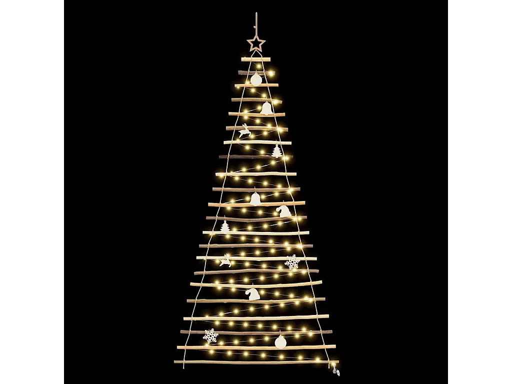 Weihnachtsbaum mit 130 LEDs Natur 210 cm Esche massiv