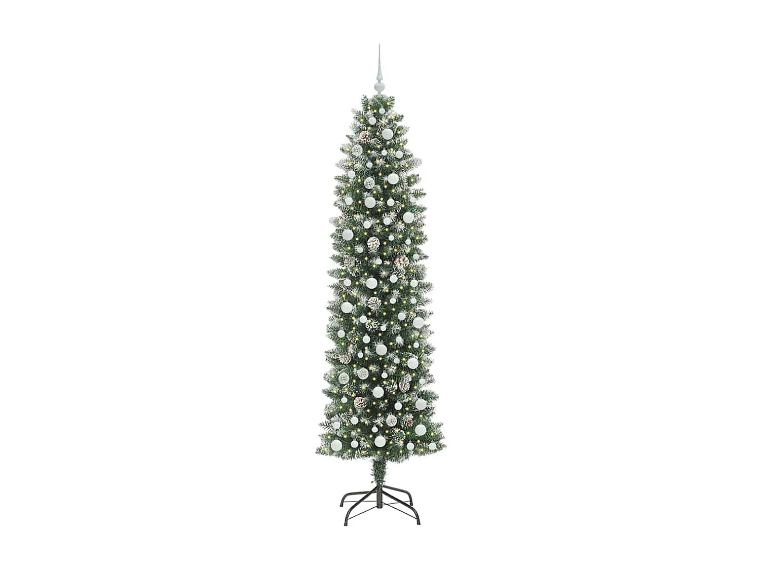 Albero di Natale artificiale sottile con 300 LED Verde e bianco 240 cm