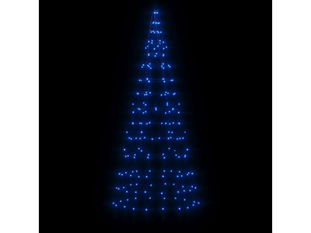 Sapin de Noël à LED sur mât de drapeau 200 LED bleu 180 cm