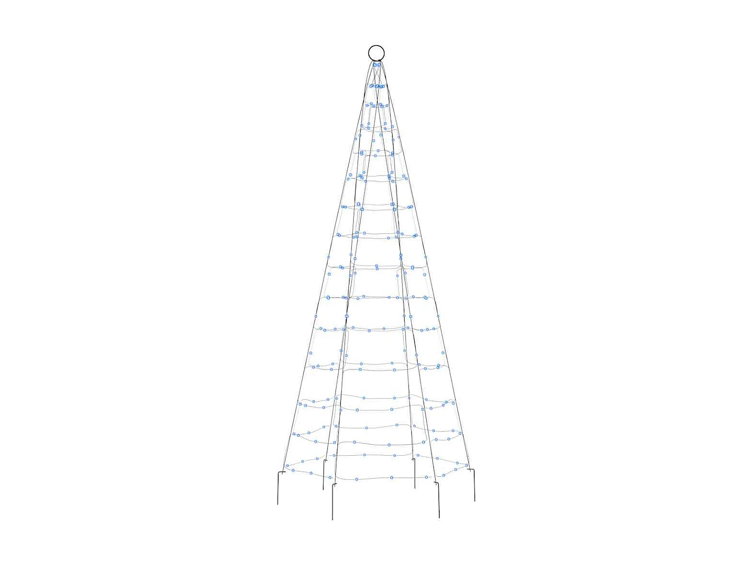 Sapin de Noël à LED sur mât de drapeau 200 LED bleu 180 cm