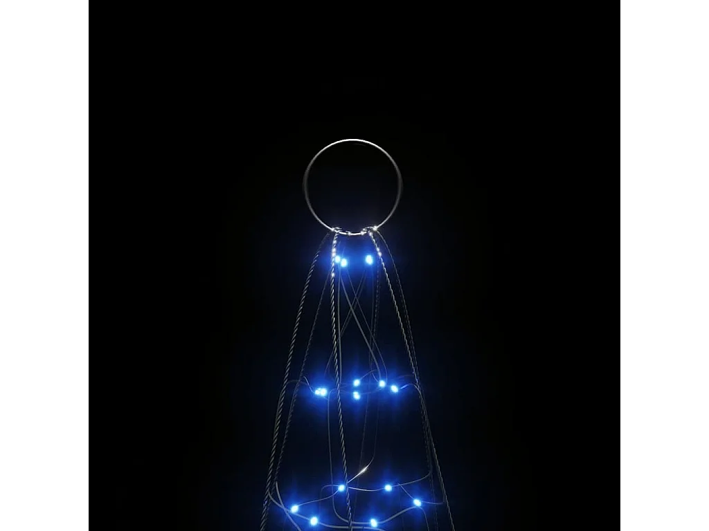 Sapin de Noël à LED sur mât de drapeau 200 LED bleu 180 cm
