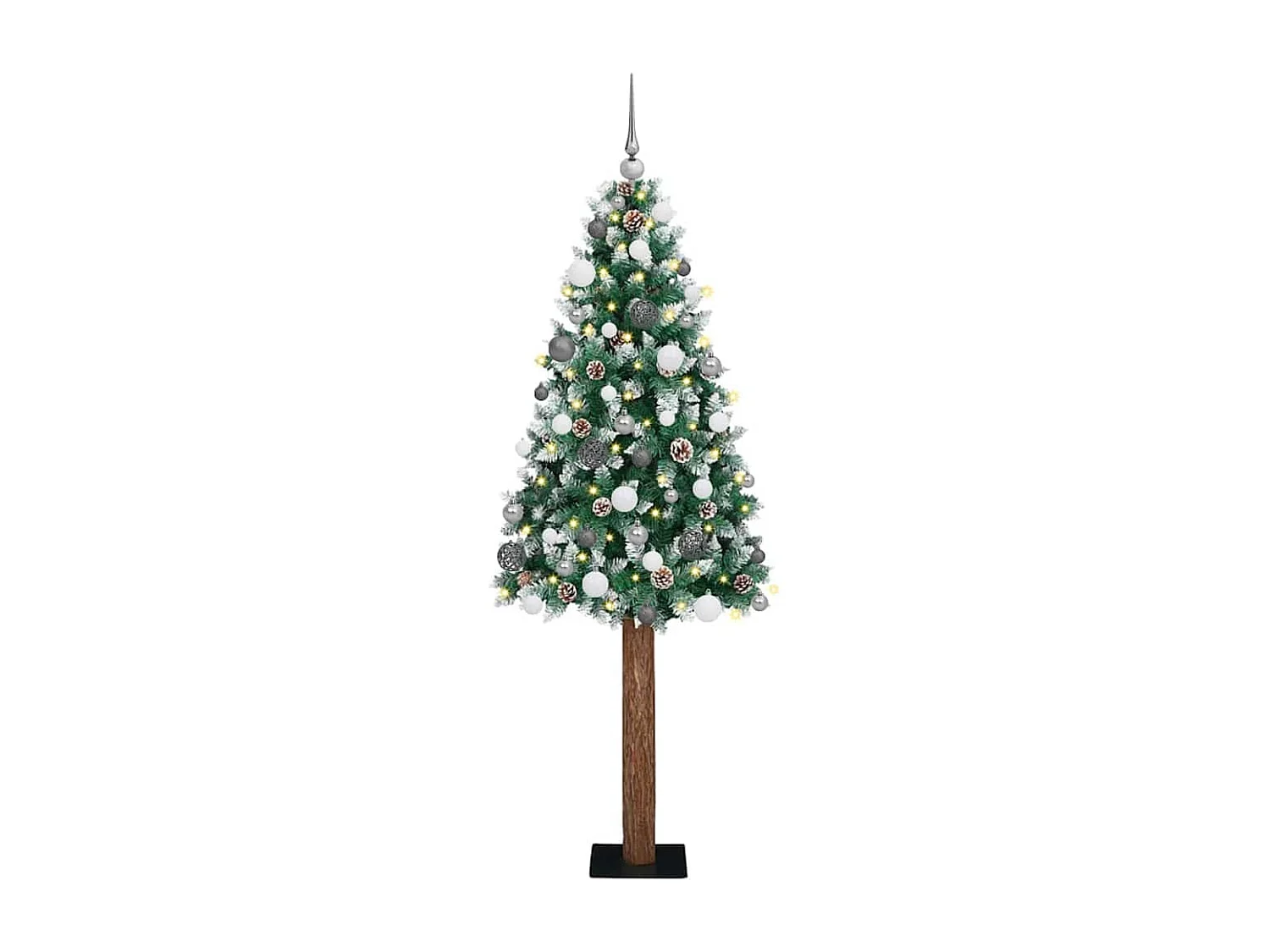 Slanke kerstboom met 300 LED's Groen en wit 180 cm