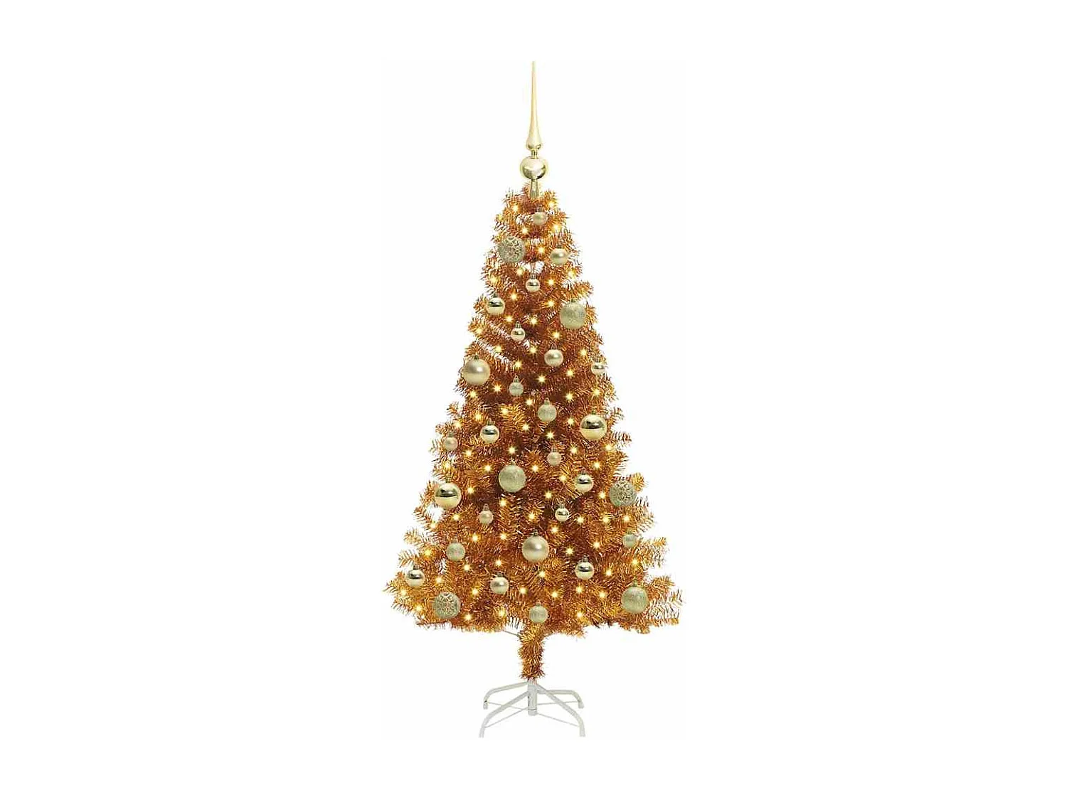 Sapin de Noël avec 150 LED avec support Doré 120 cm PET