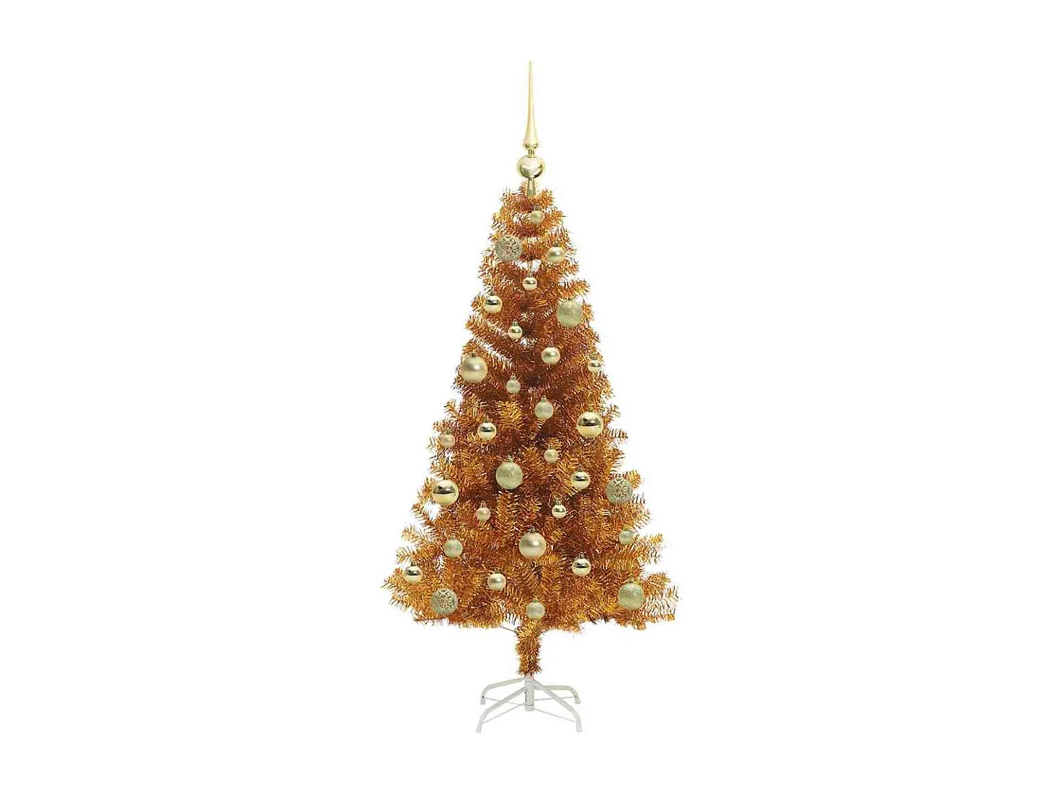 Sapin de Noël avec 150 LED avec support Doré 120 cm PET