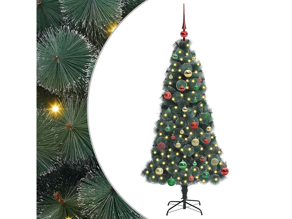 Sapin de Noël artificiel pré-éclairé avec ensemble de boules