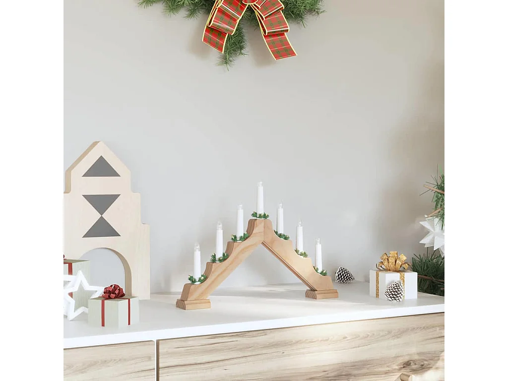 Pont de bougie de Noël Marron 39.5 x 5 x 29 cm Pin massif