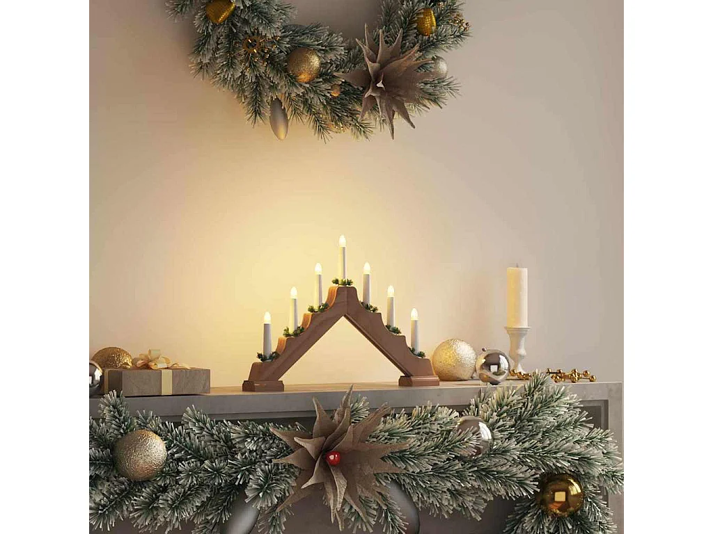 Pont de bougie de Noël Marron 39.5 x 5 x 29 cm Pin massif