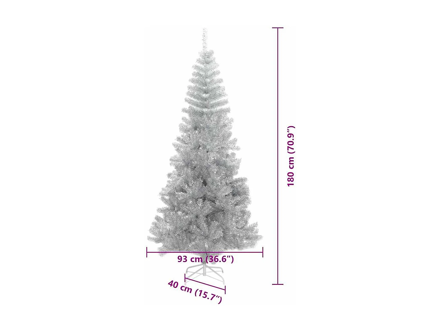 Albero di Natale con 300 LED con supporto Argento 180 cm PET
