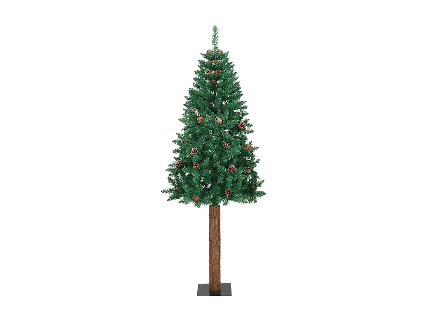Sapin de Noël mince Vert 180 cm PVC et bois de pin massif
